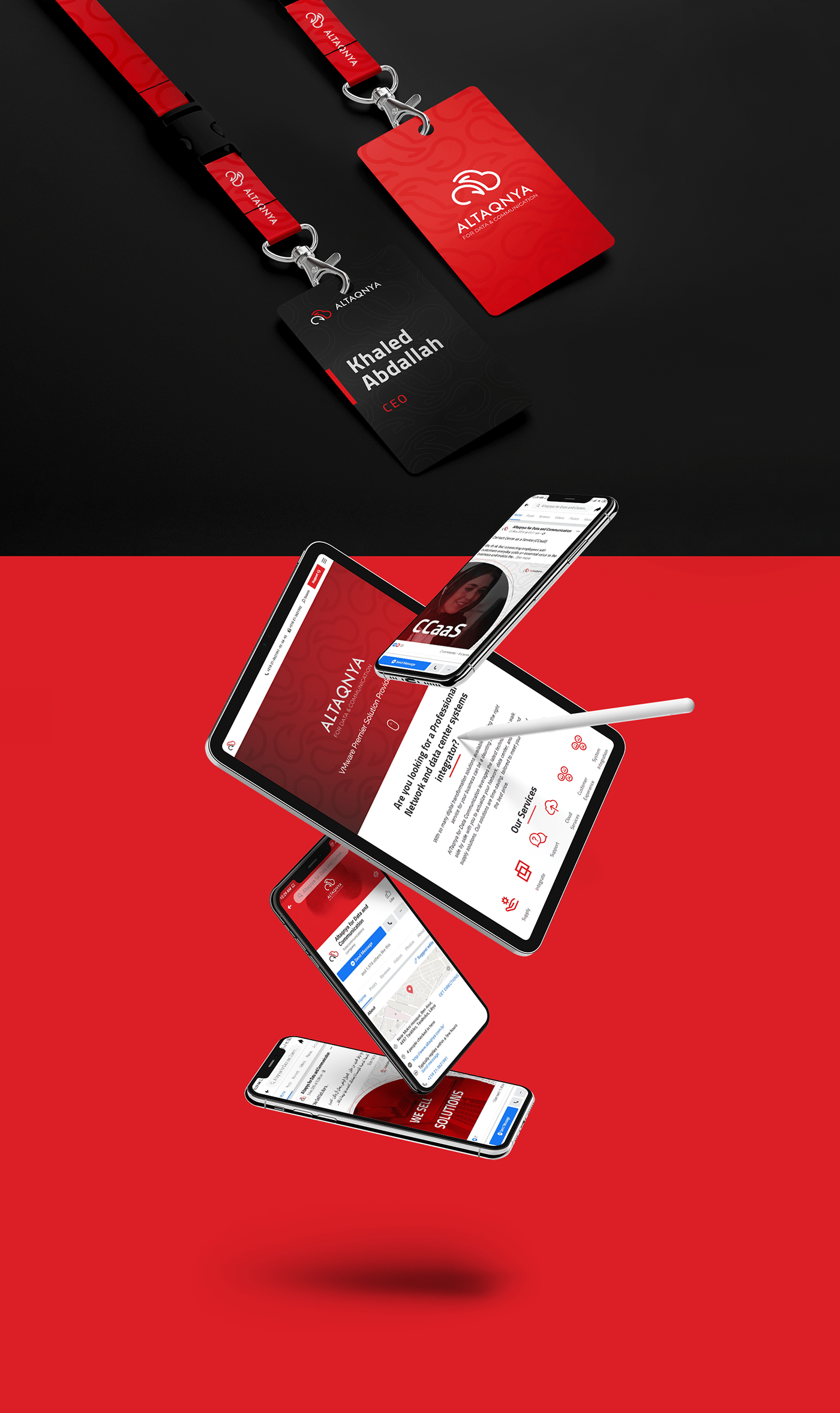 Arab black branding  business card red tech cloud