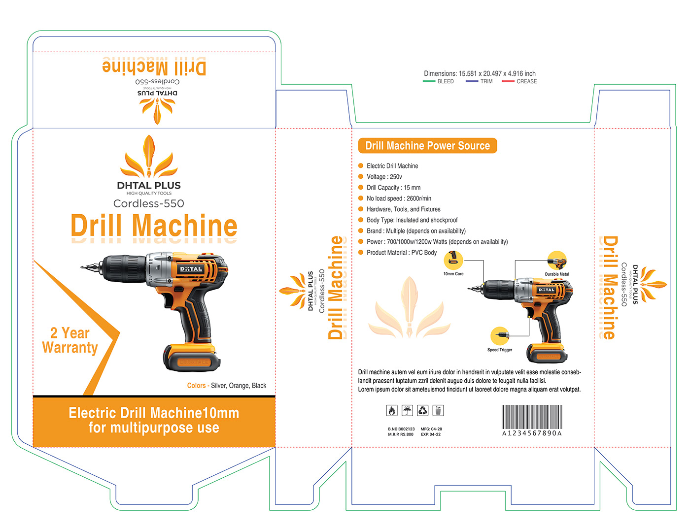 Product Box package design  packaging designer Amazon Product box packaging custom boxes product design  Packaging product label design drill machine box