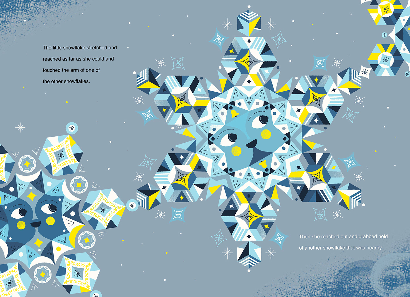 Beekman 1802 book book illustration children's book geometric ILLUSTRATION  snowflake yellow Christmas Holiday