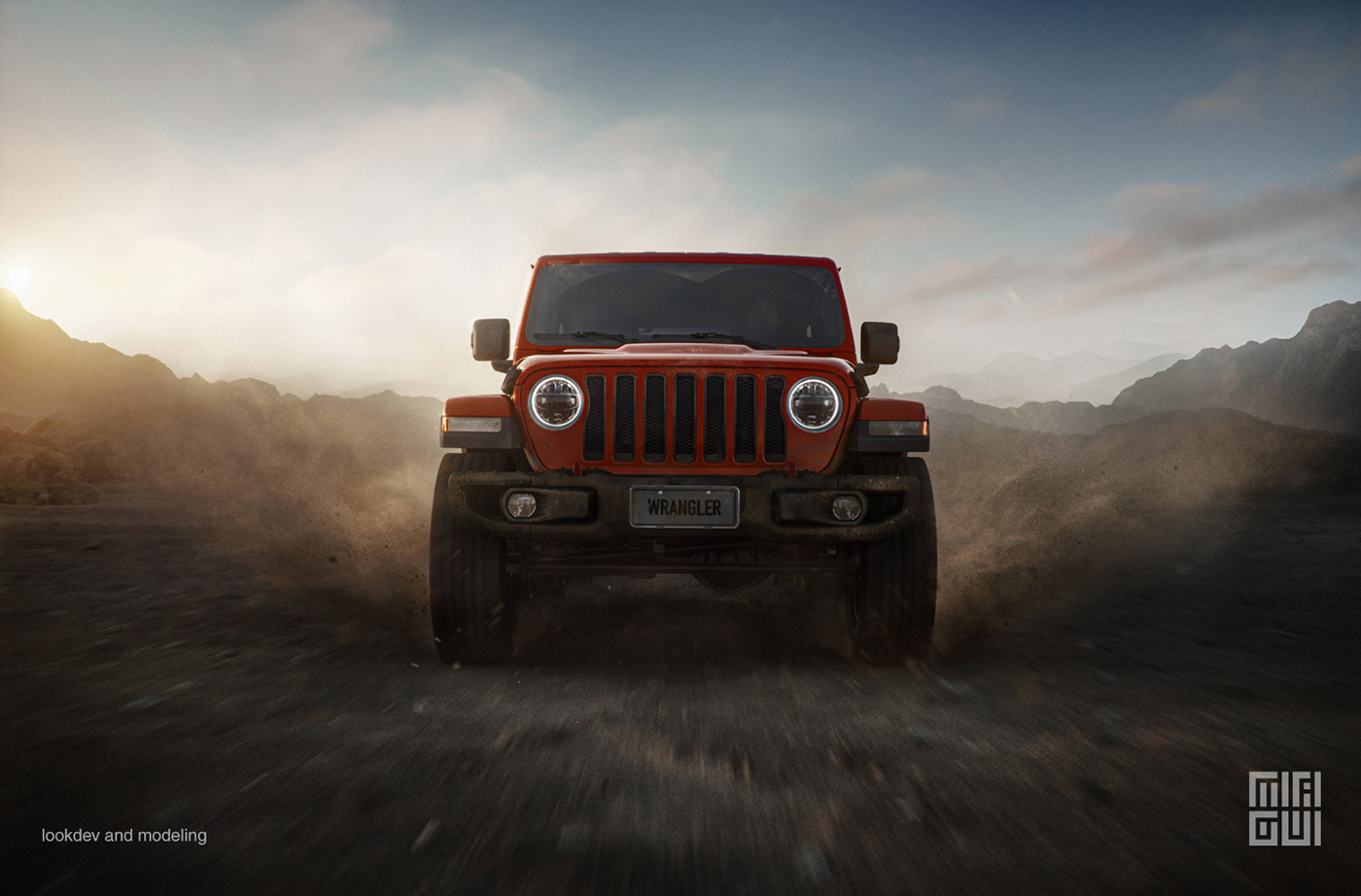 3D desert jeep automotive   car CGI Offroad postproduction