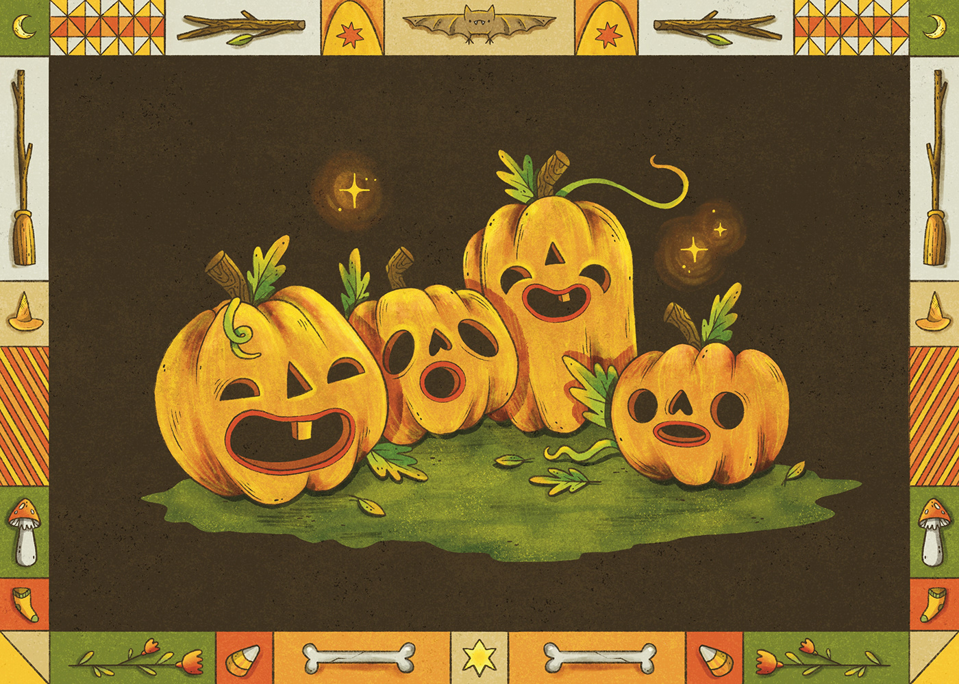 ILLUSTRATION  Halloween spooky pumpkin Digital Art  Character design  autumn forest fantasy Drawing 