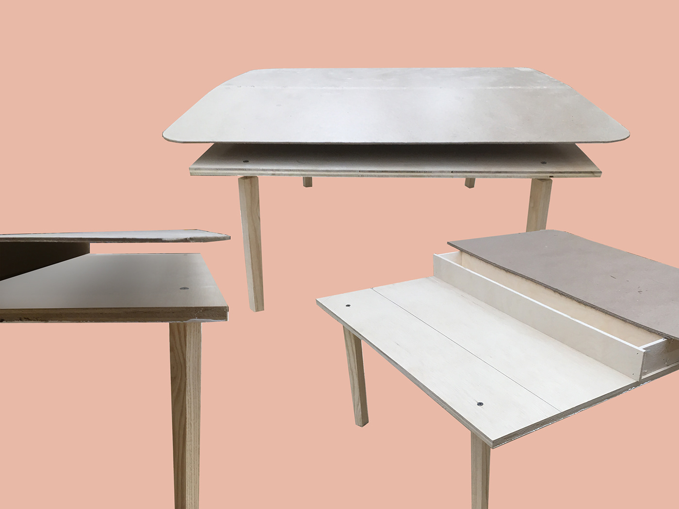 wood ash desk Shelf table furniture design risd floor seating