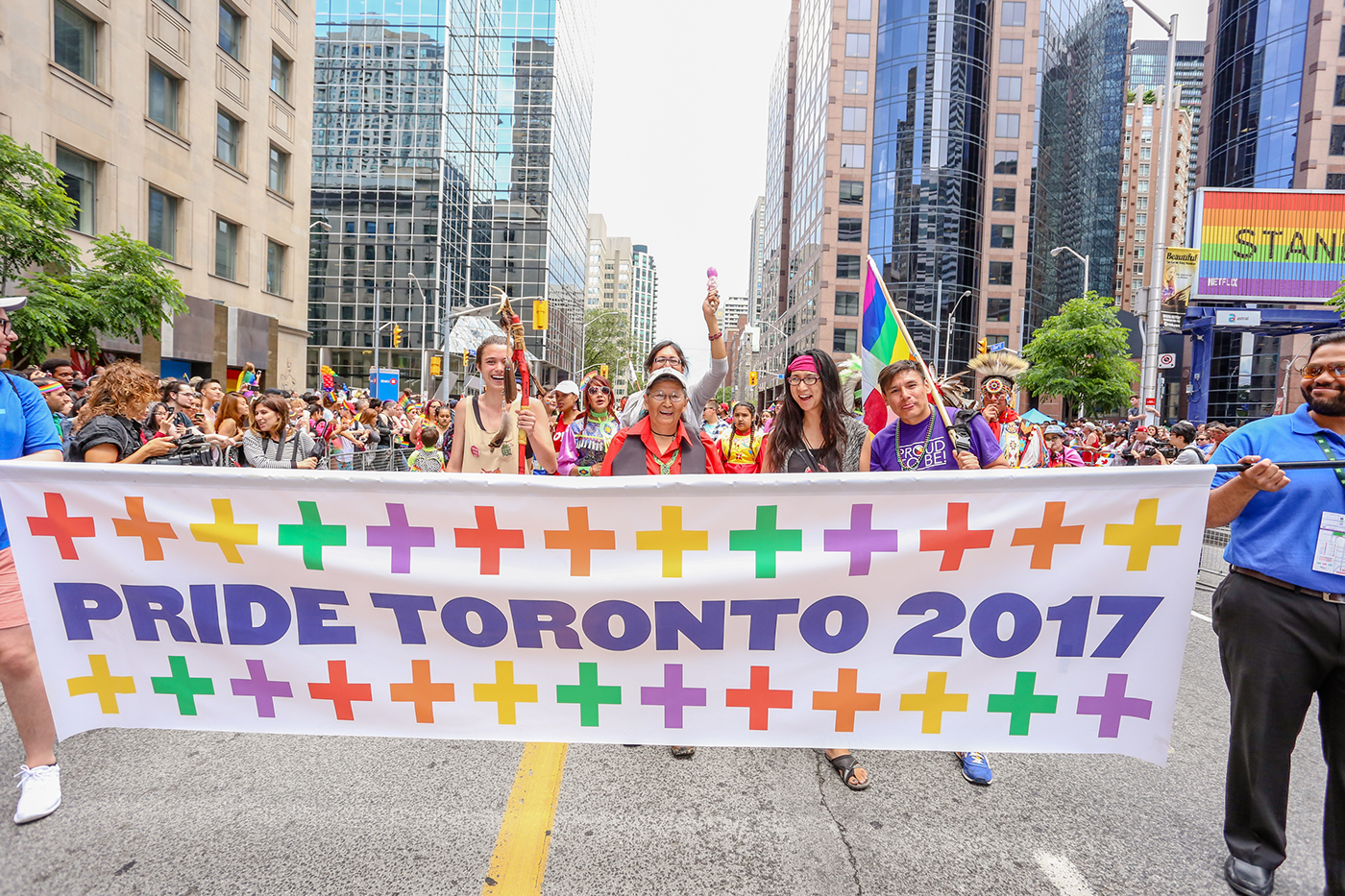 Toronto pride rainbow LGBTQ+ champion parade screens banners volunteer Lanyard