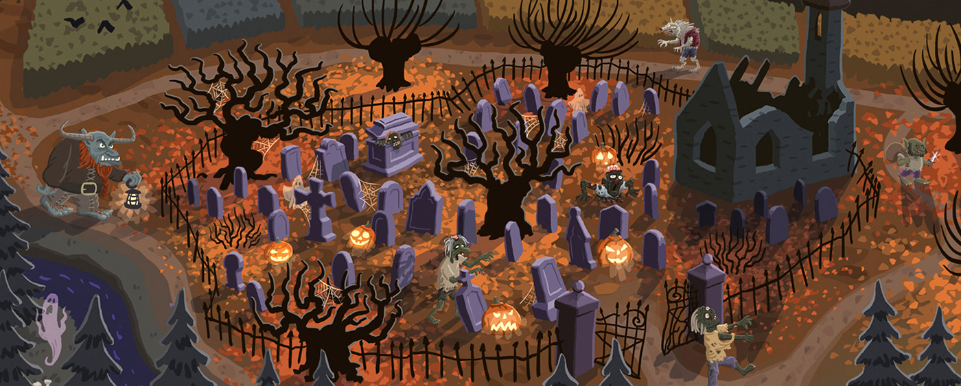 AR augmented reality Halloween monster Wimmelbild detailed puzzle search-and-find seek-and-find suchbild