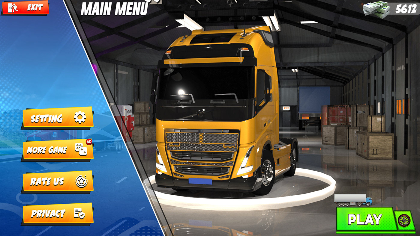euro Truck simulation simulator UI/UX ui design UI game design  game ui design