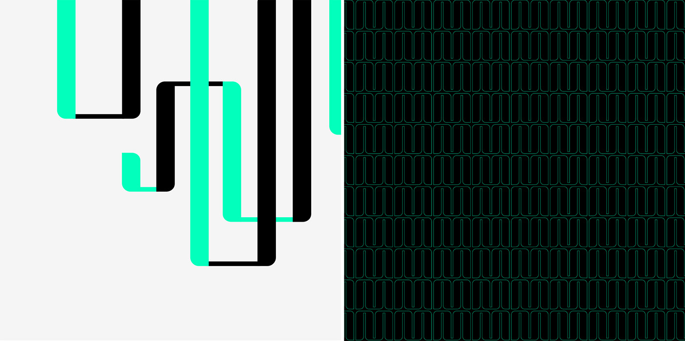 Computer development brain monogram Technology neonsign branding  grid green Tagline