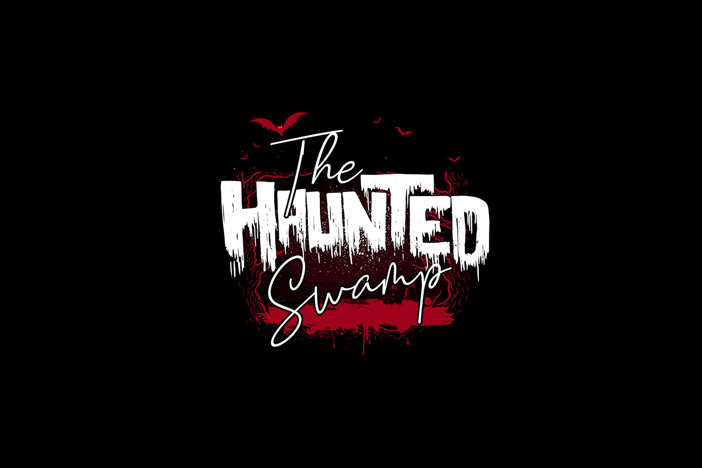 3d logo banner bat blood haunt haunt house haunted logo red swamp