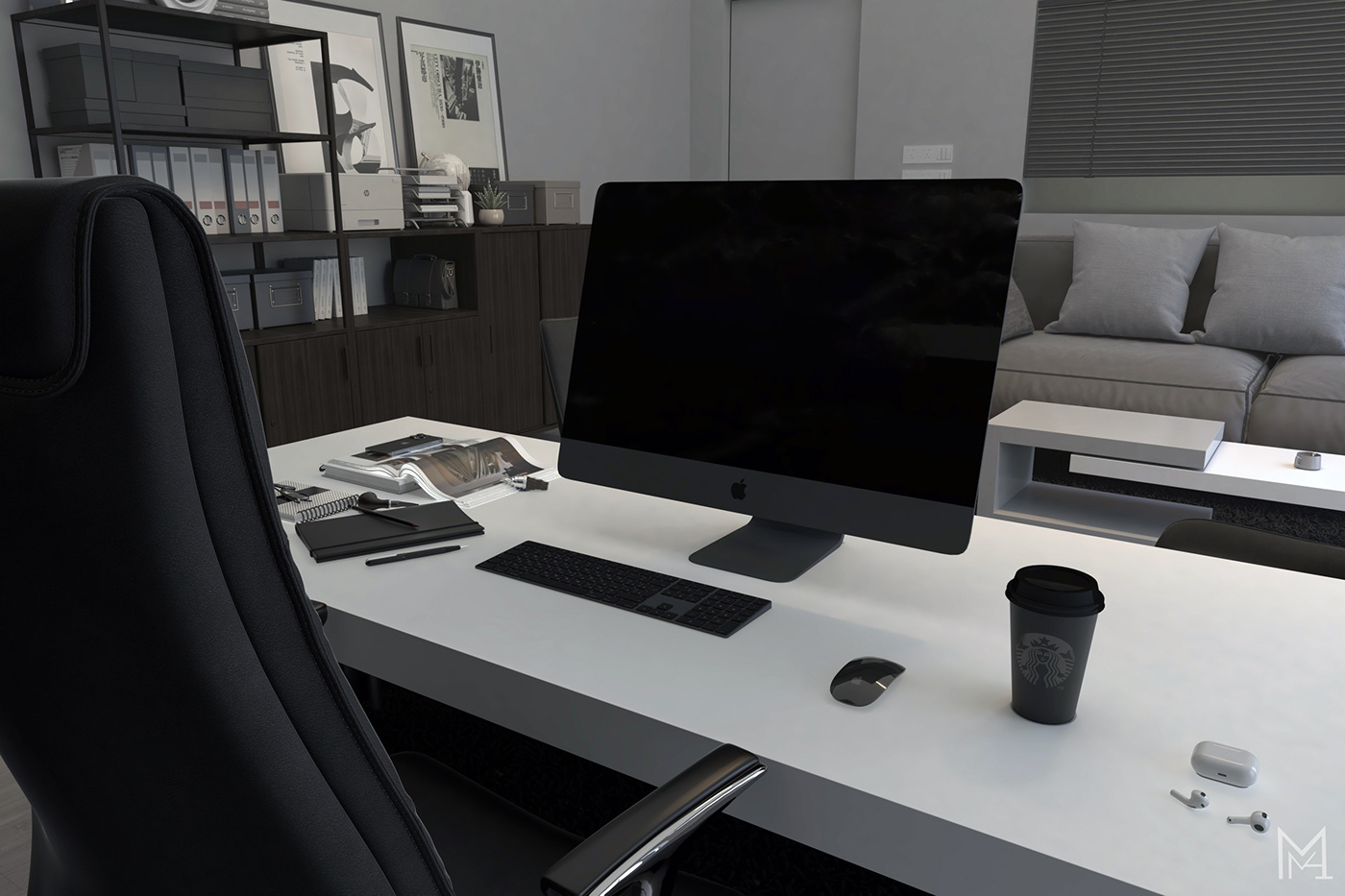 3ds max vray interior design  Office Minimalism