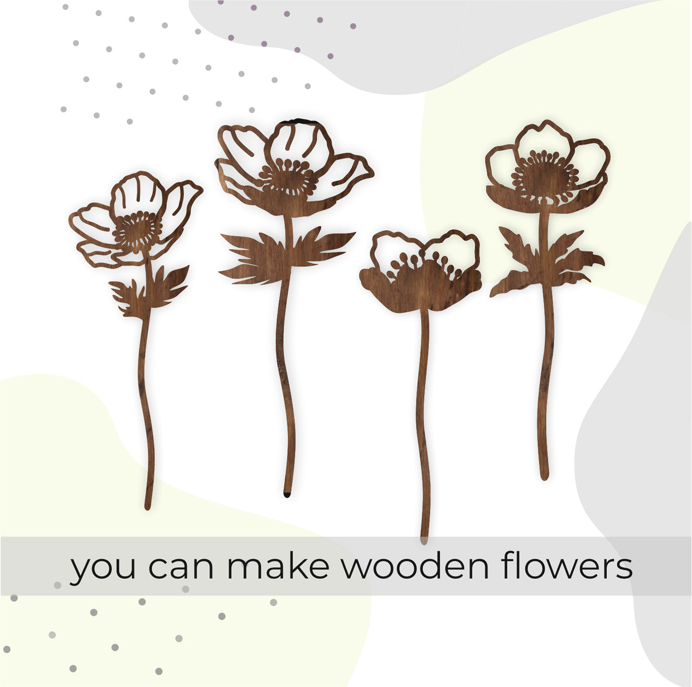 anemones flower svg bundle engraving flower bouquet flowers svg laser cut plywood WILD FLOWERS Woodcraft woodcut