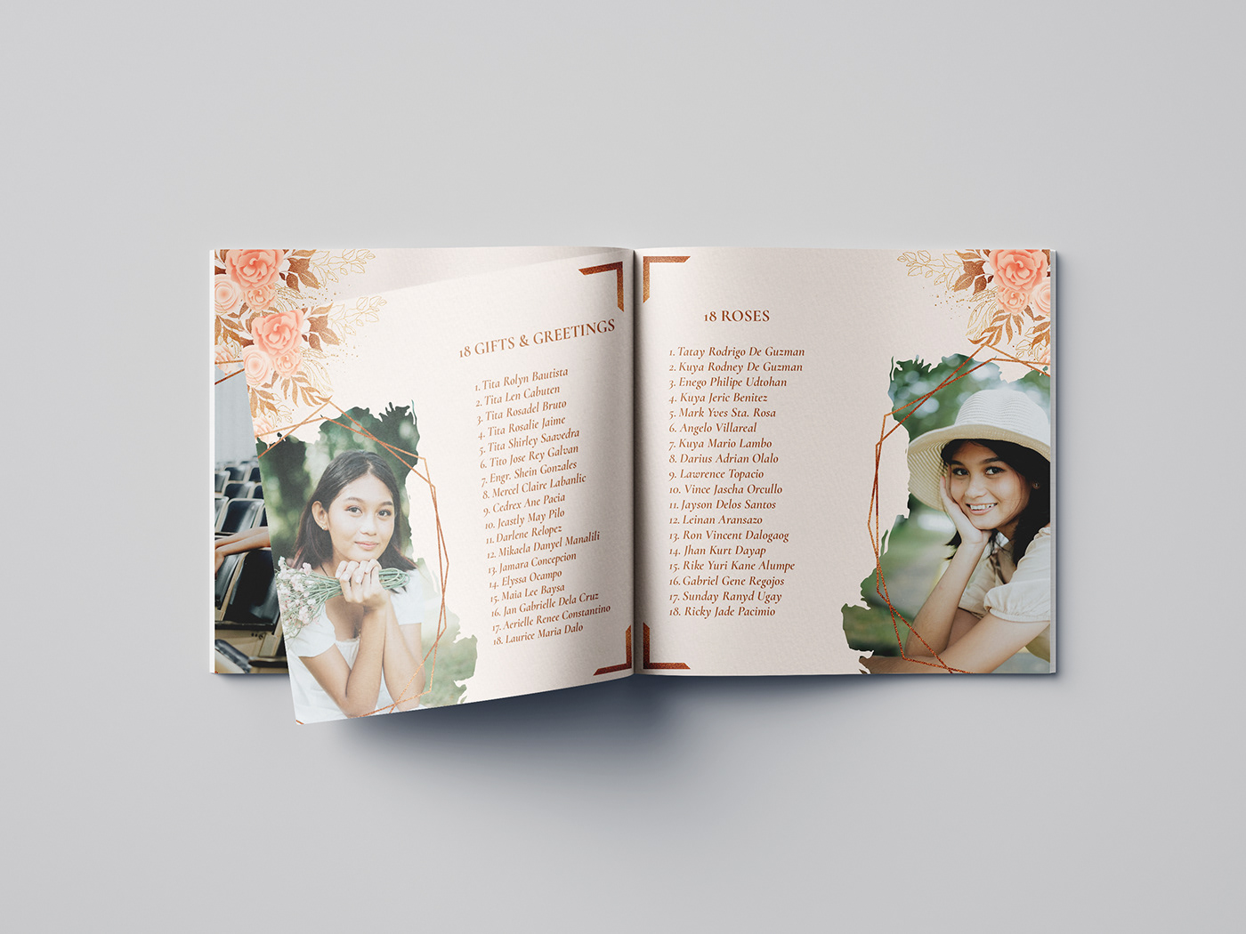 Birthday Booklet debut debut photography debutante Floral design Invitation invitation design Layout Design rustic design