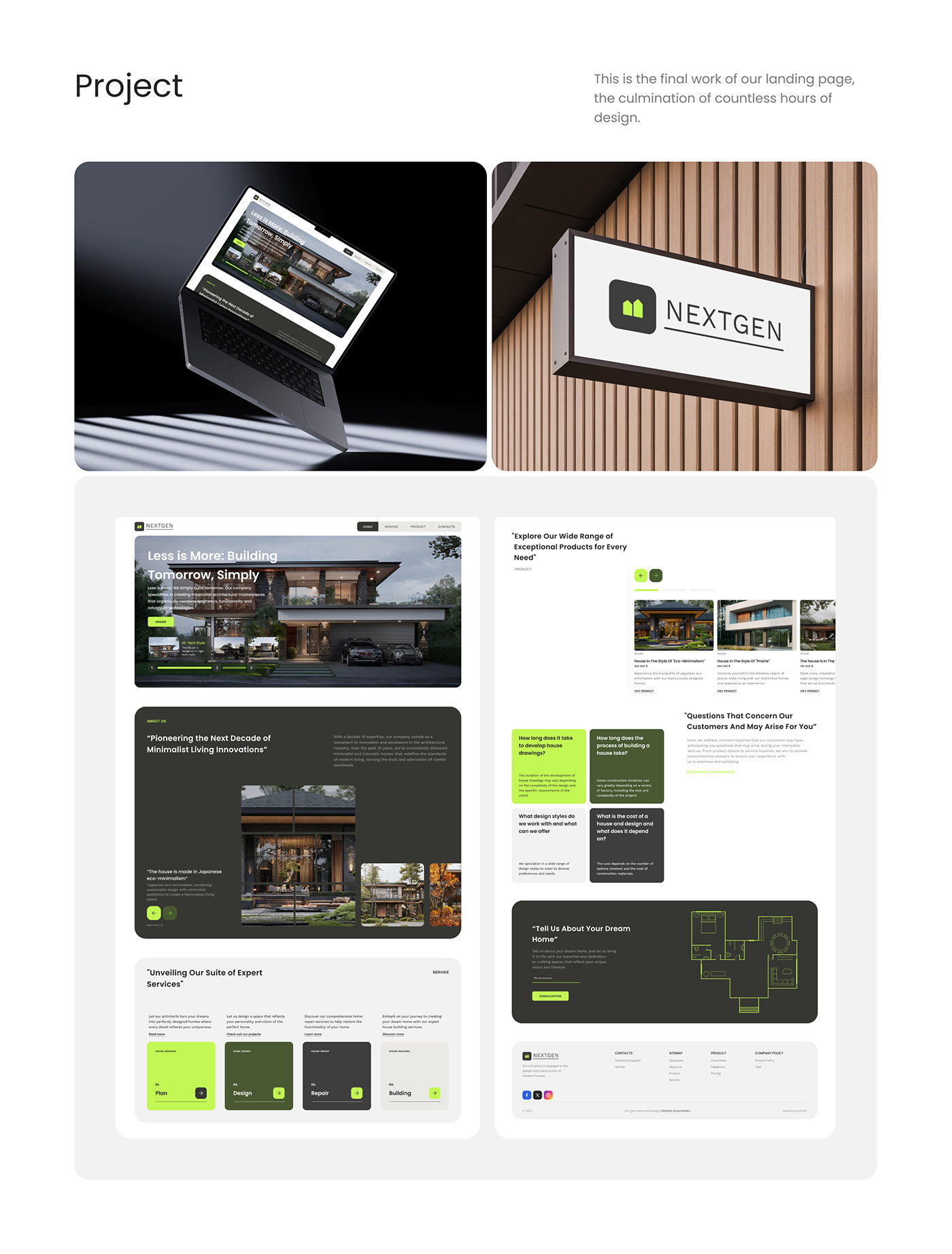 design Web Design  Figma landing page UI/UX user interface Website house architecture Minimalism
