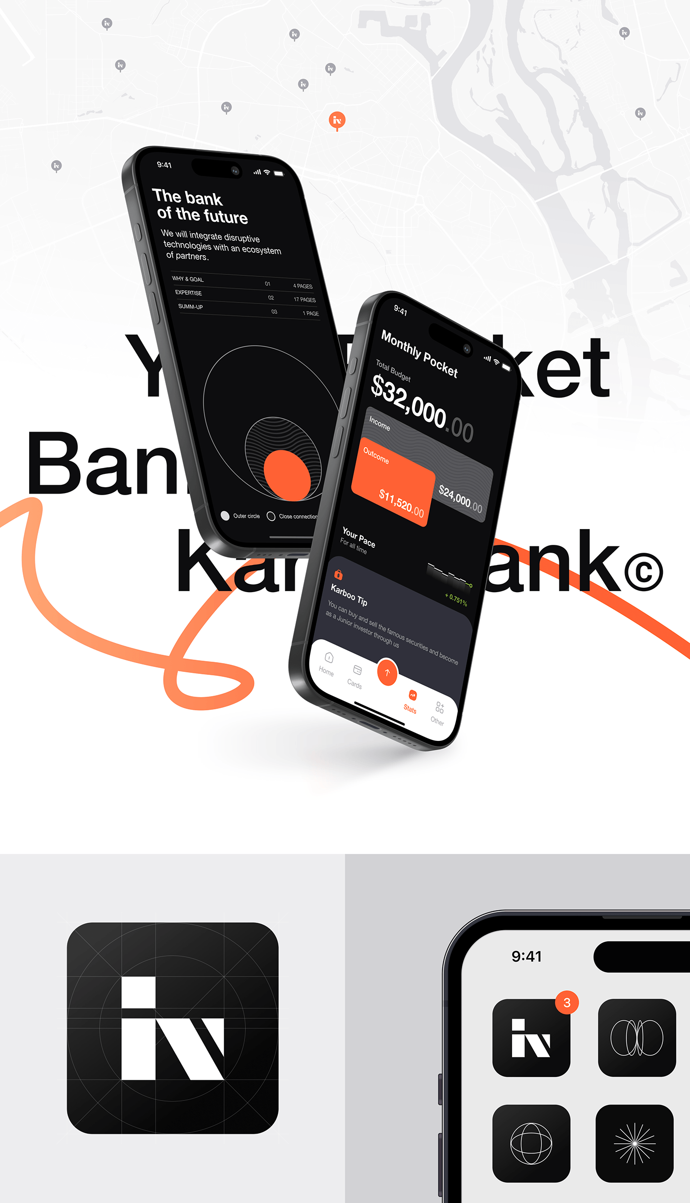 ui ux Mobile app banking Fintech finance black and white dashboard widgets Responsive planning