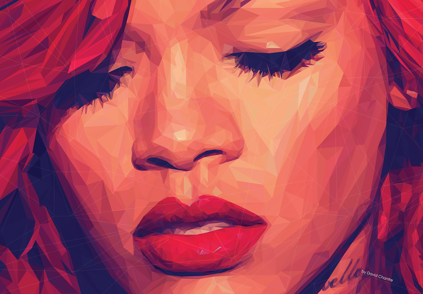 Rihanna music navy libs lowpoly Polygons portrait pop