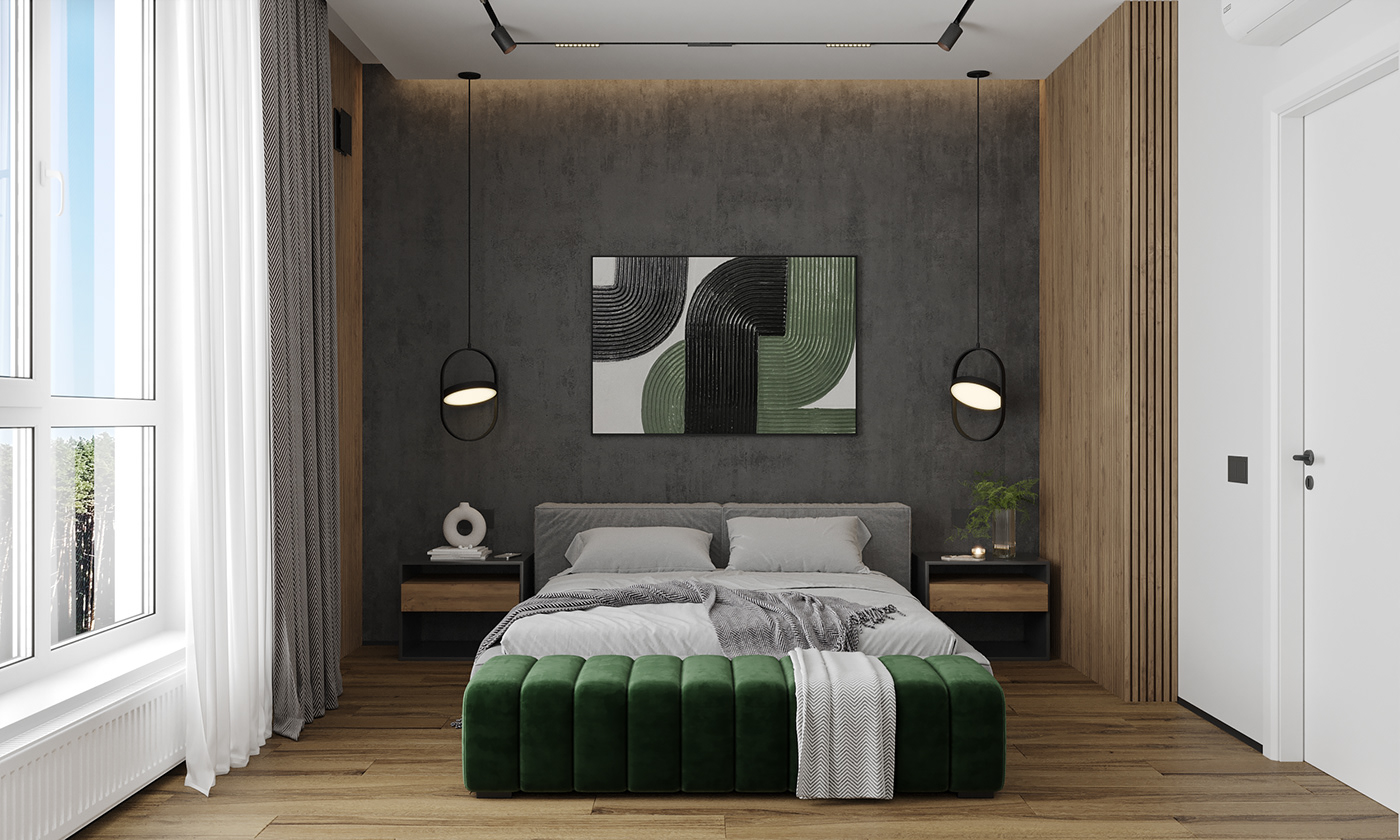 interior design  3ds max corona visualization 3D modern Render bedroom bedroom design