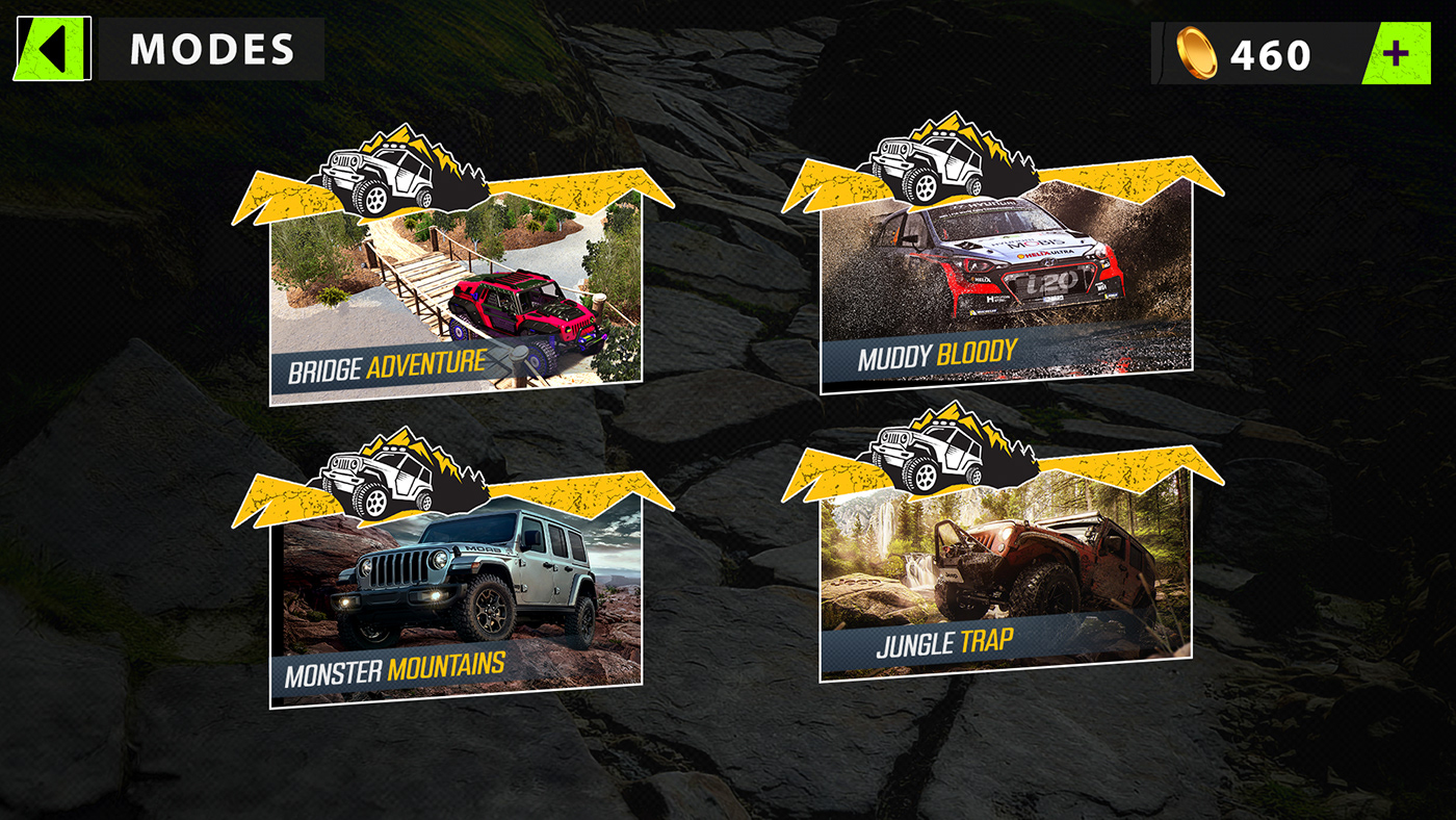 off road off road racing off road jeep game game ui design Game Ui/UX UI/UX off road game ui OFF ROAD UI