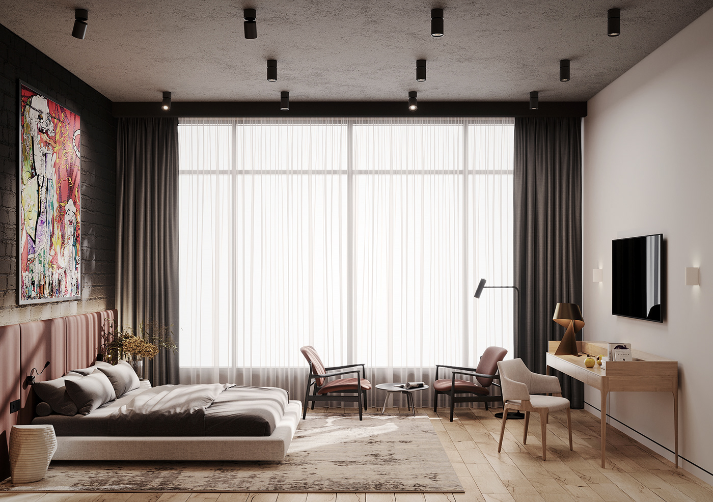 bedroom interior design  3ds max Interior design modern Style photoshop CGI visualization