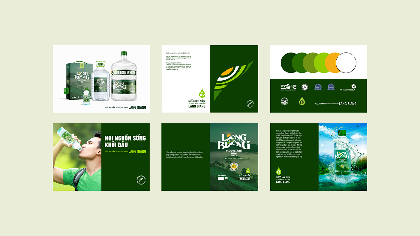 Nature water Water Bottle green vietnam brand identity Packaging mountains logo product design 