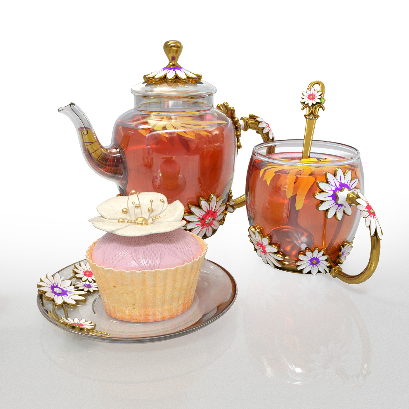 3D 3ds max beverage cake drink Food  interior design  Render tea vray
