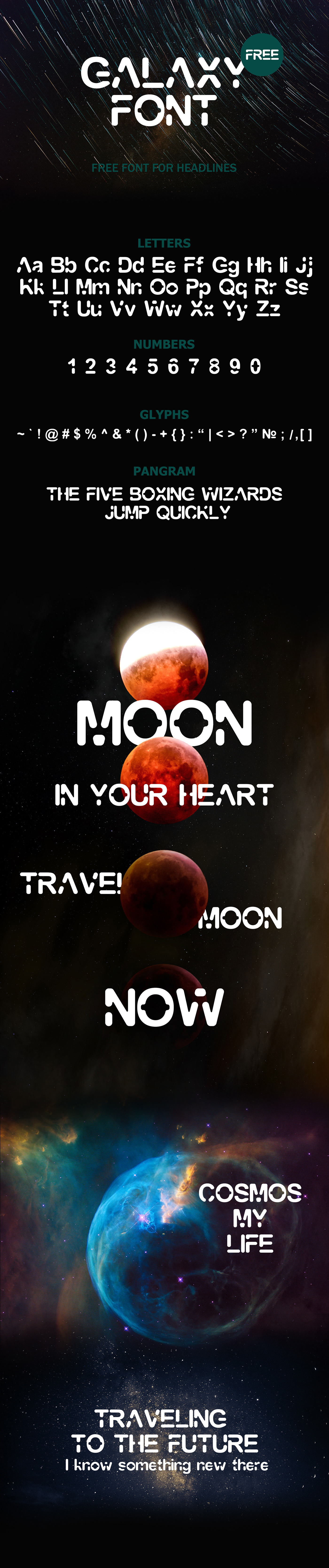 galaxy free font Typeface future typography   cosmos planet moon type