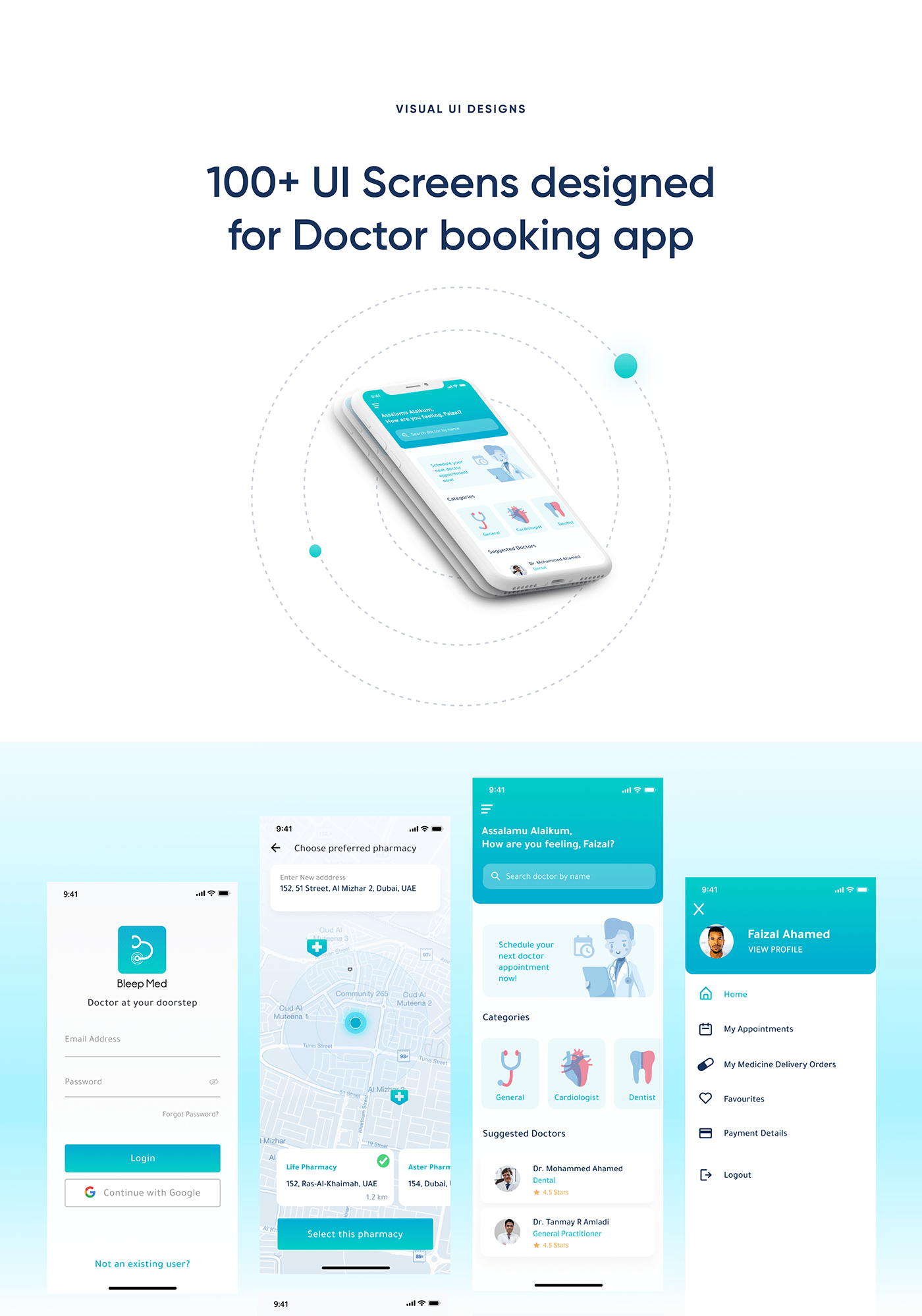 doctor app medical patient UAE UI ux Mobile app app design ios prototype
