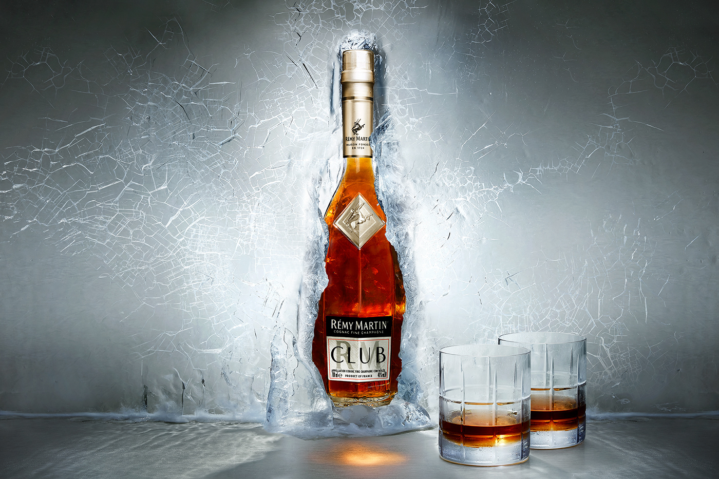 drink Packaging visual identity Product Photography product design  set design product Advertising  ice photography Remy Martin Cognac