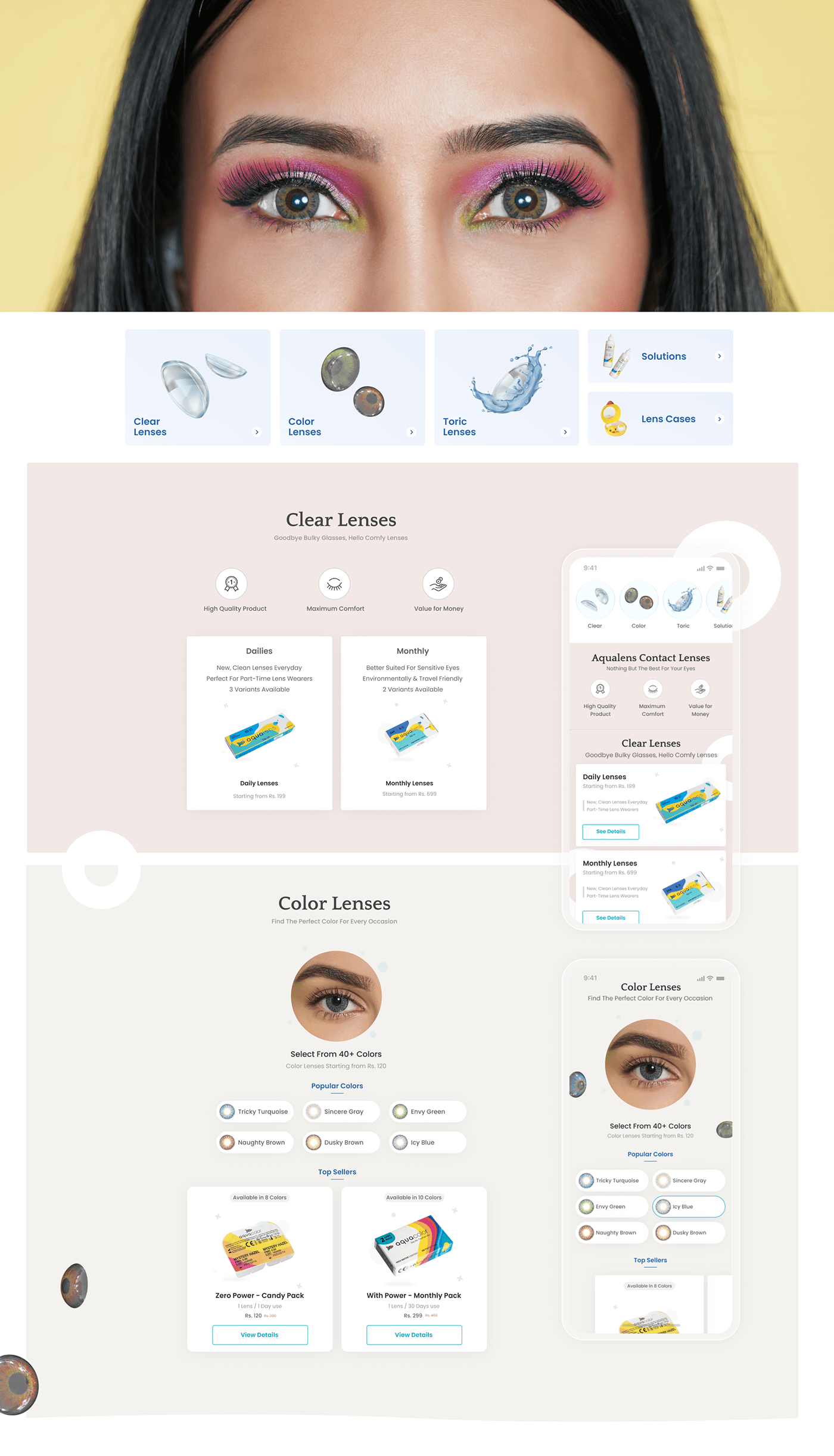 app design contact lenses Ecommerce lenskart mobile UI/UX ux Web Design  Webdesign