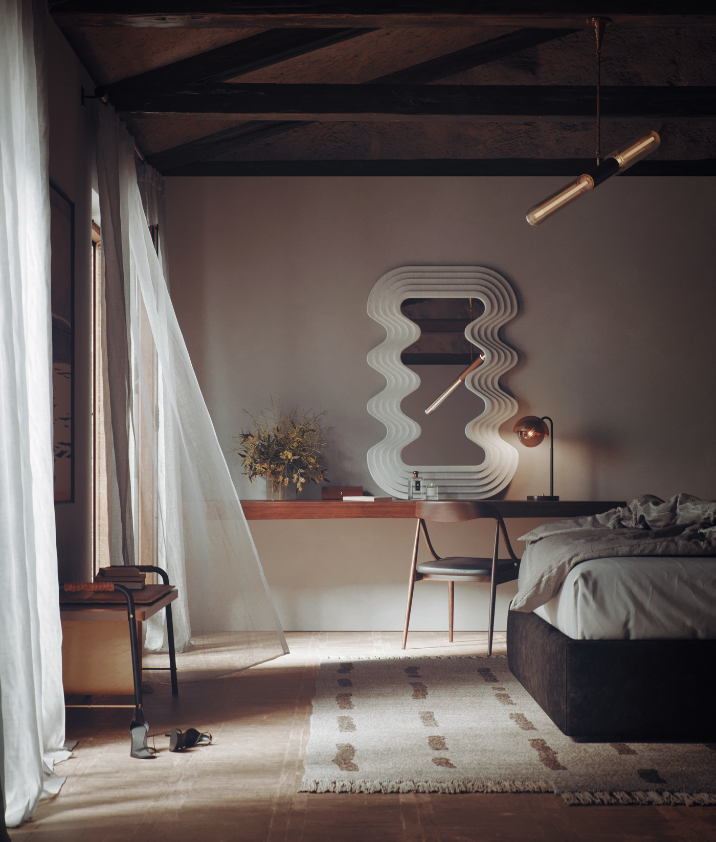 Interior bedroom photoshoot CGI visualization Render