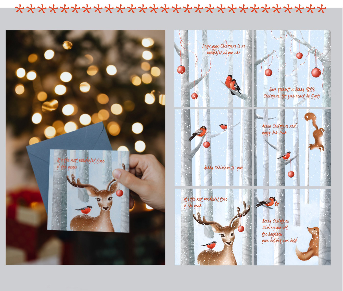 birds book illustration cards children Christmas forest ILLUSTRATION  new year postcard tale