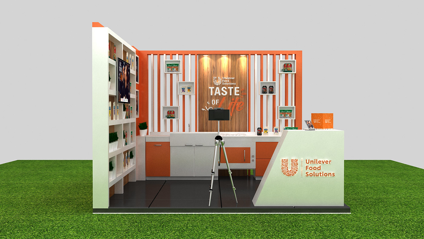 3D 3ds max booth design exhibition stand Foods kitchen kitchen design stall Stalldesign Unilever