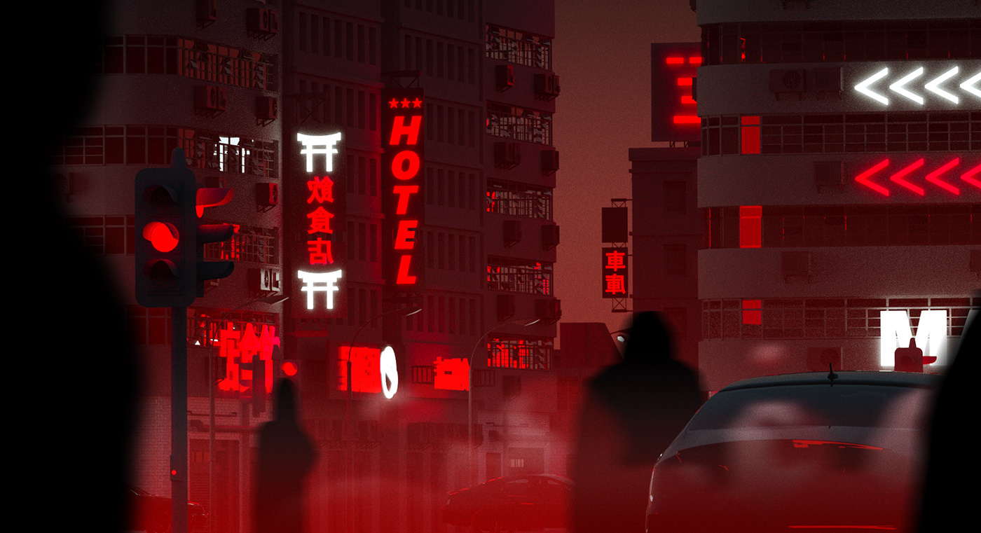 3D animate Cyberpunk motion neon nightcity Synthwave tokyo walking