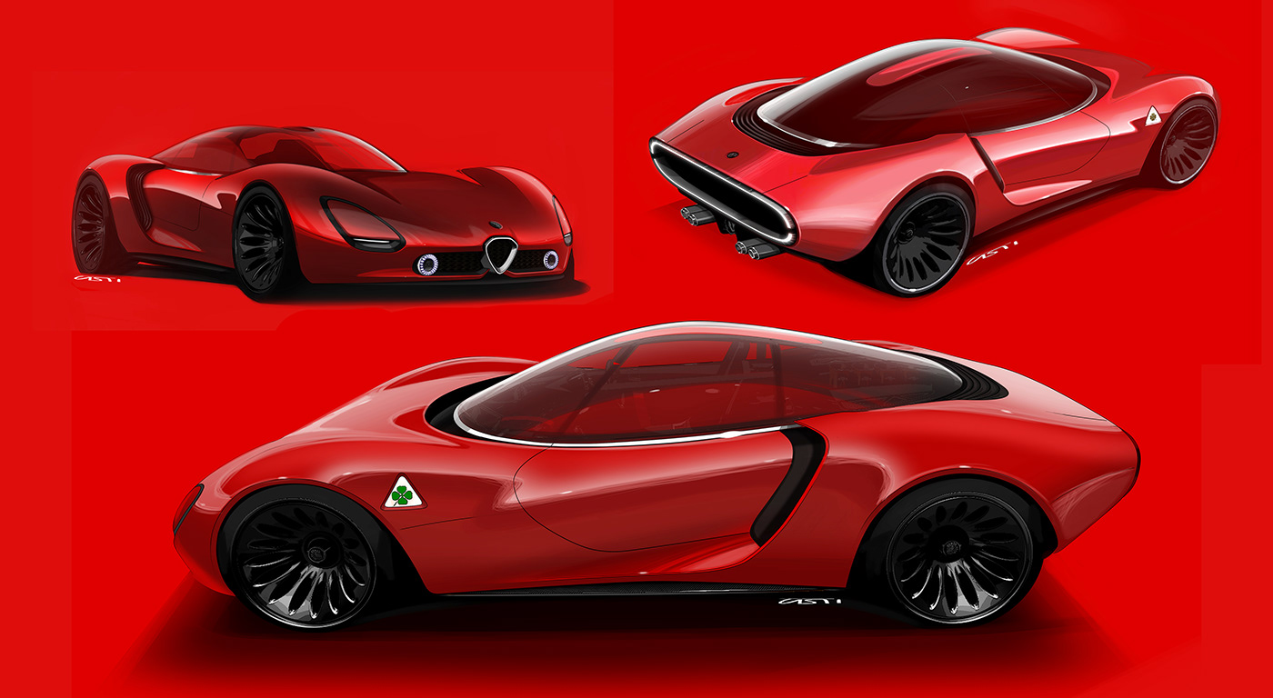 alfa romeo automotive   cad cardesign concept rendering sketches Stradale 33 visione visualization