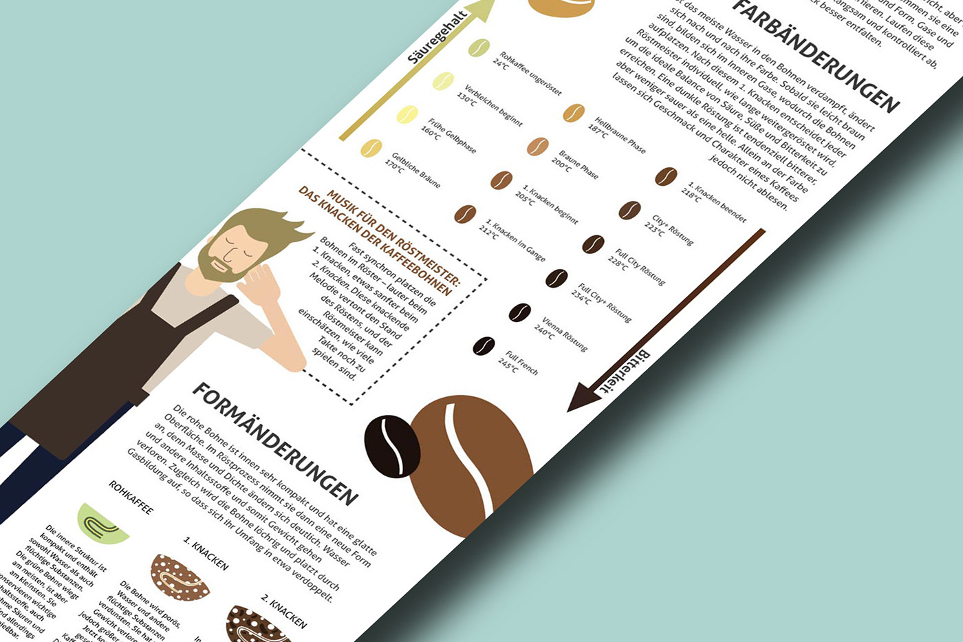 Coffee Roaster hand-roasted book leaflet infographic Booklet ILLUSTRATION  Coffee lovers hand-roasted coffee