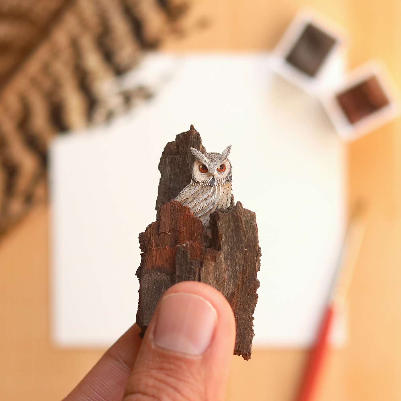 Behance bird art craft ILLUSTRATION  Miniature paper cut paperart watercolour wildlife wildlife art