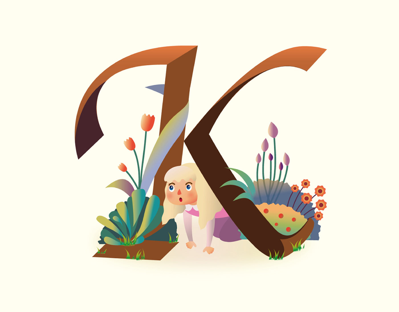 adobe illustrator alphabet digital illustration Drawing  Drop cap design The Secret Garden typography  