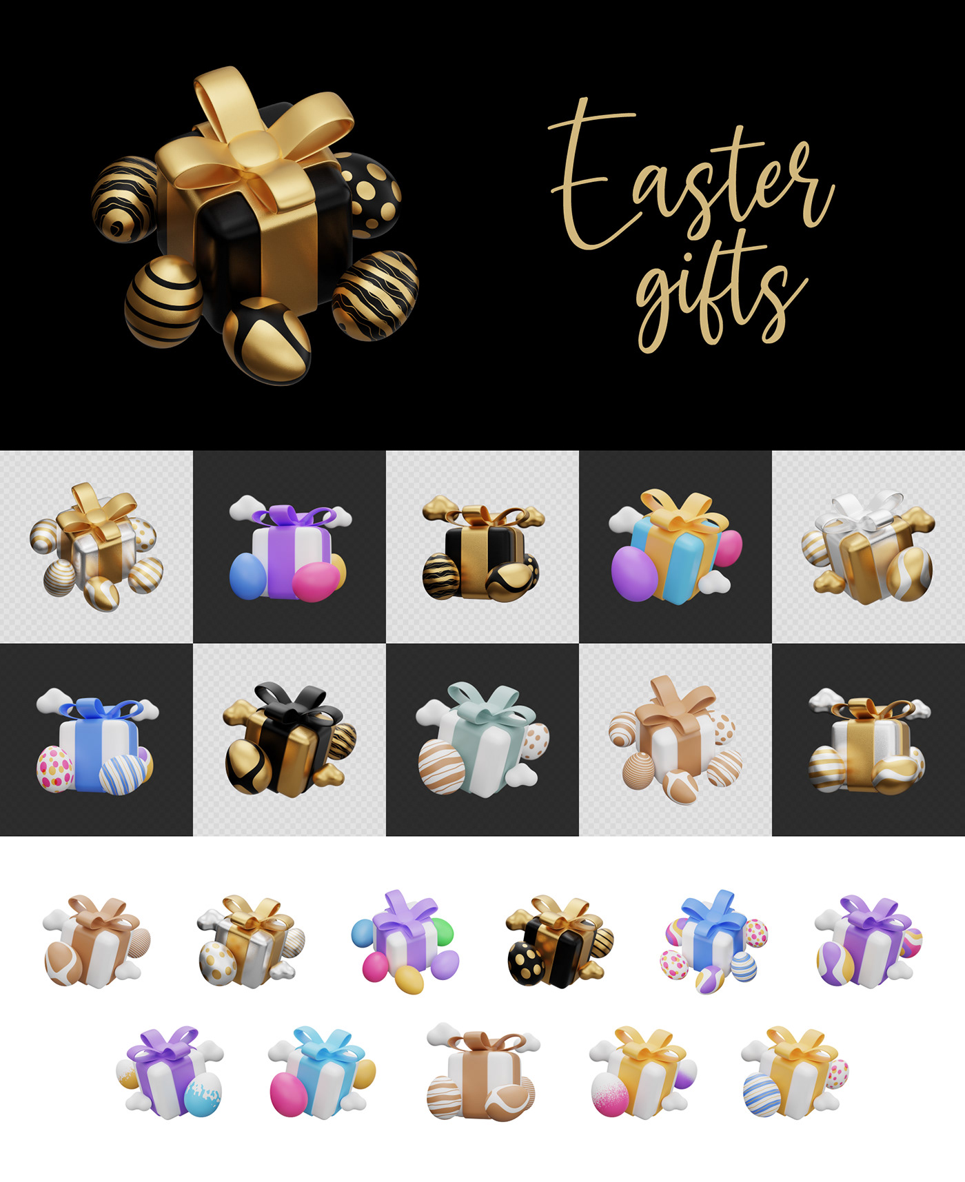 3D background card Easter egg element Isolated png podium set
