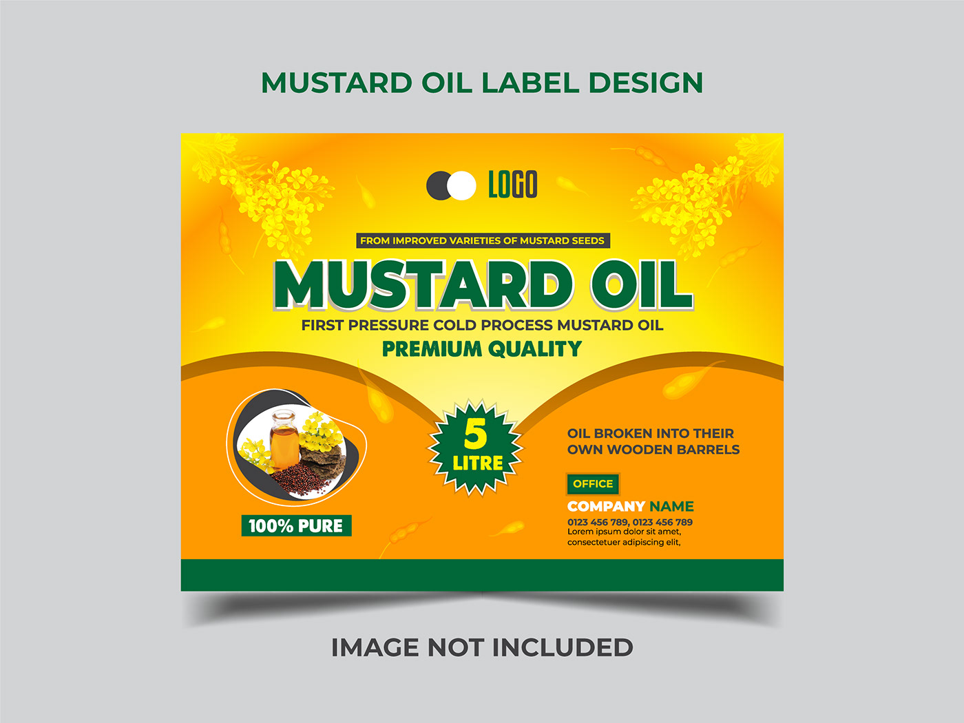 Mustard oil labels Mustard oil yellow color design Template 