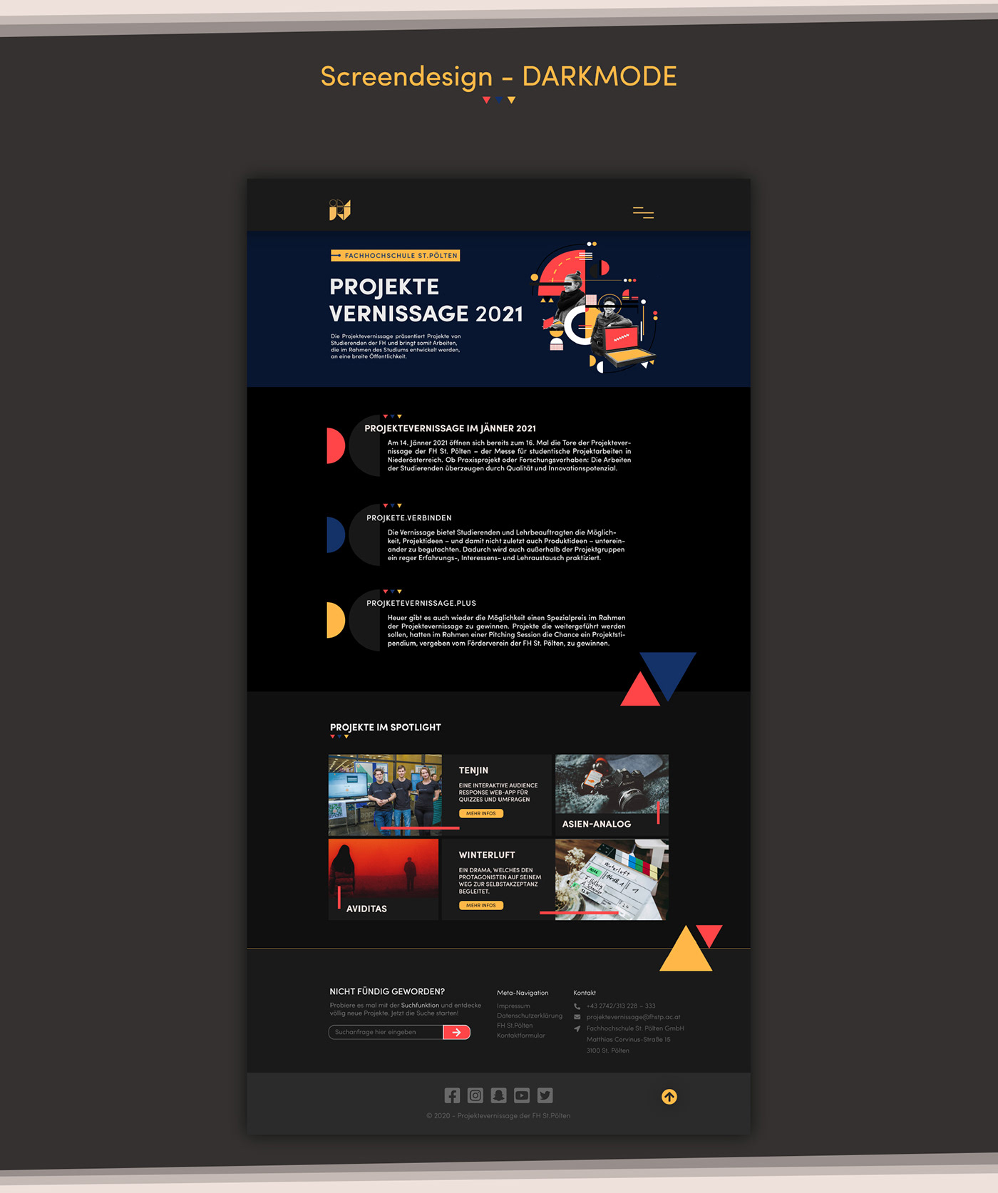Corporate Design projektevernissage redesign Screendesign Webdesign
