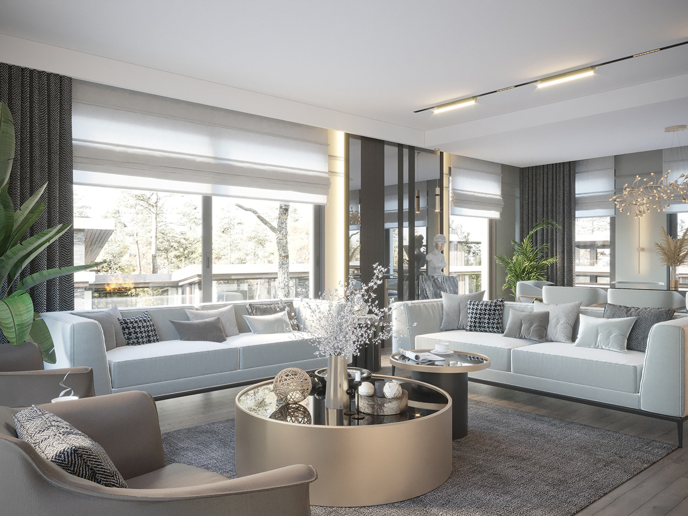 design interior design  architecture Render archviz 3D visualization Interior living room modern
