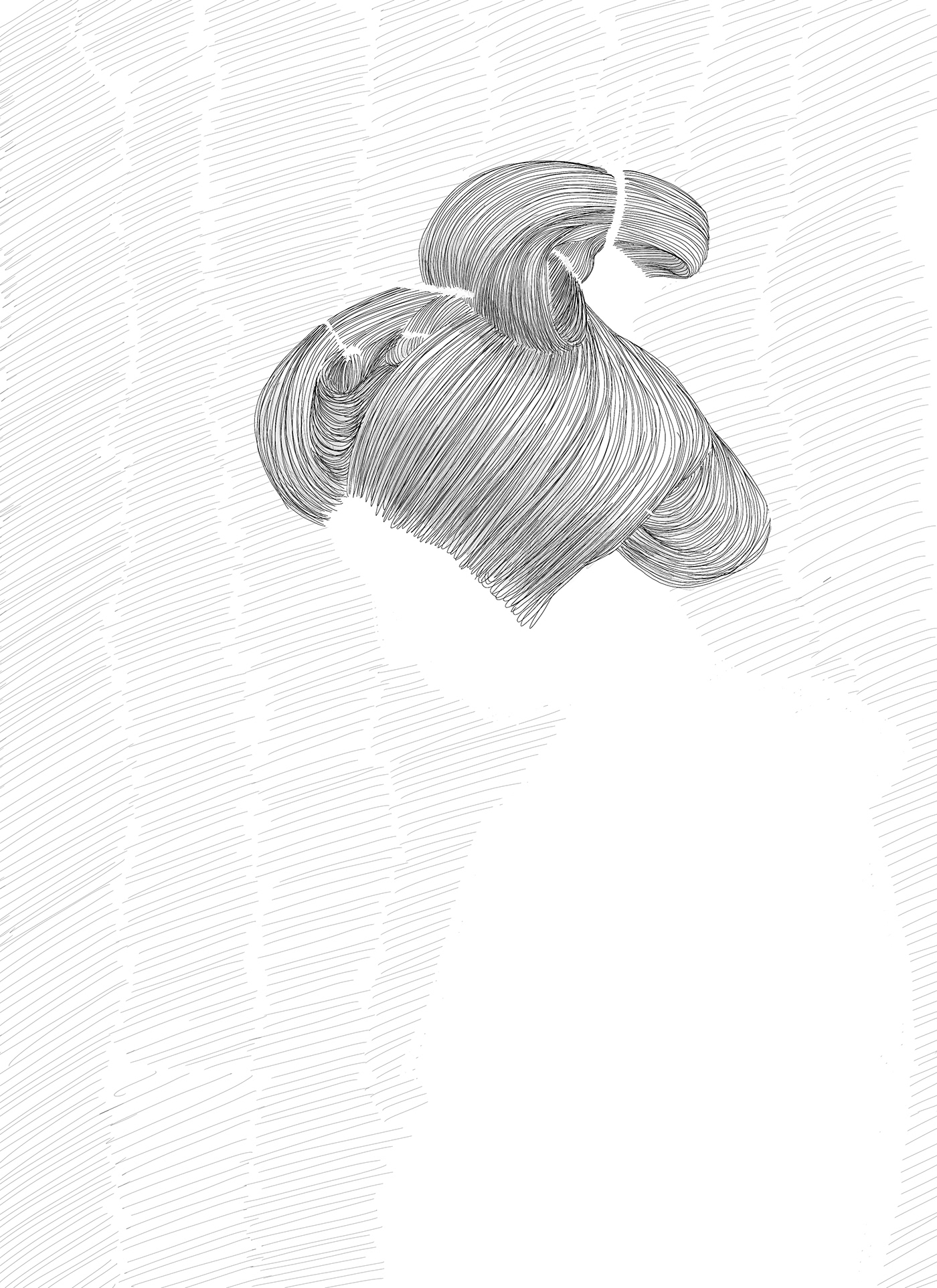 blackandwhite Drawing  geisha hairdo ILLUSTRATION  ink japan lines Procreate woman