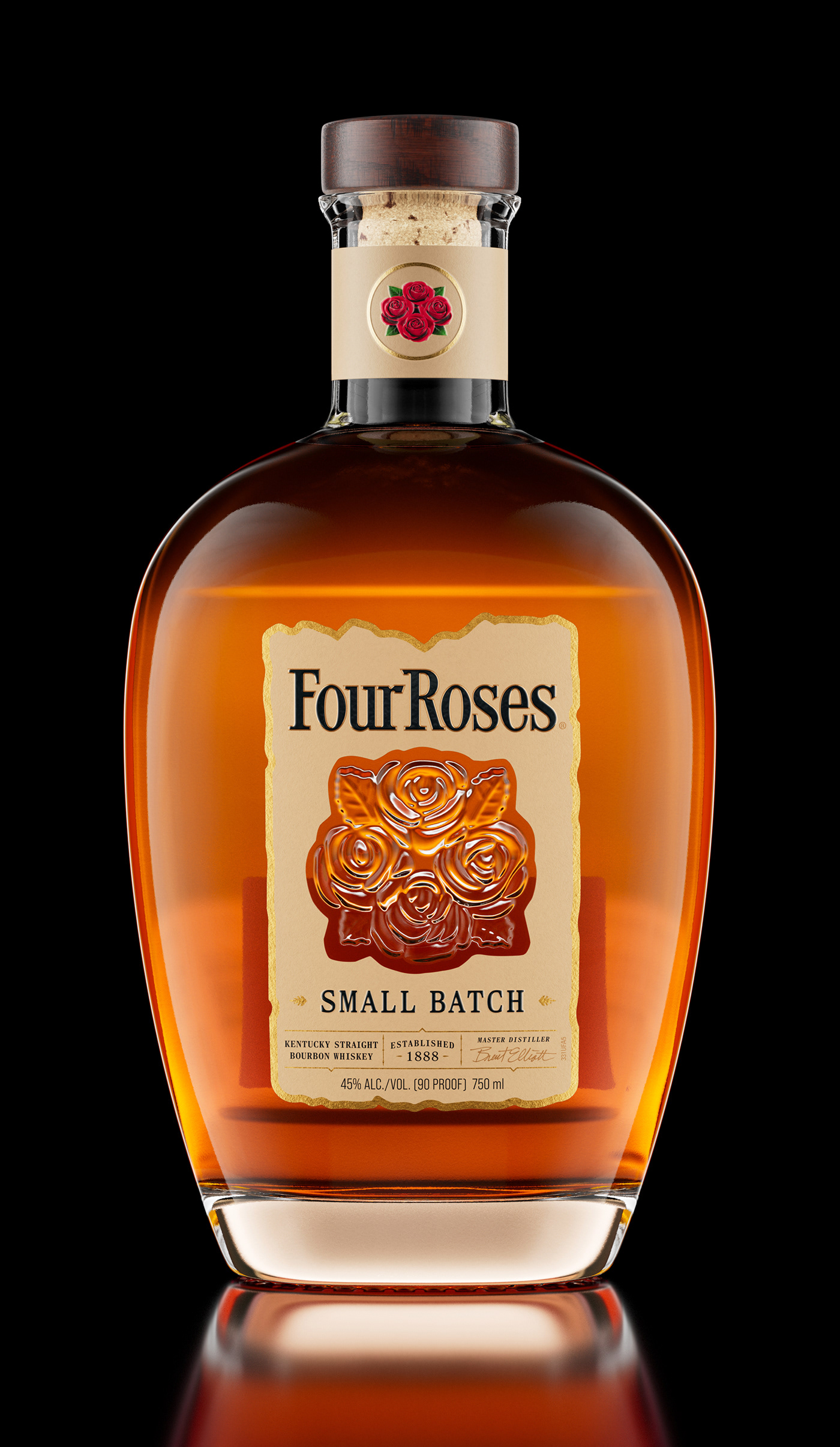 Four Roses bourbon Whiskey CGI visualization Render rose brand identity cinema 4d motion graphics 