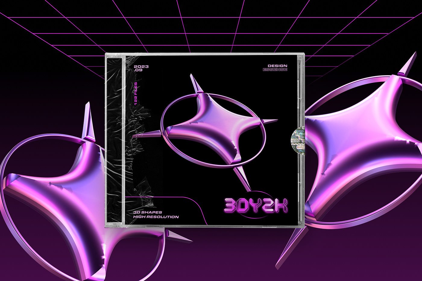 Y2K chrome pink Cyberpunk futuristic assets resources download 3D 3D shapes