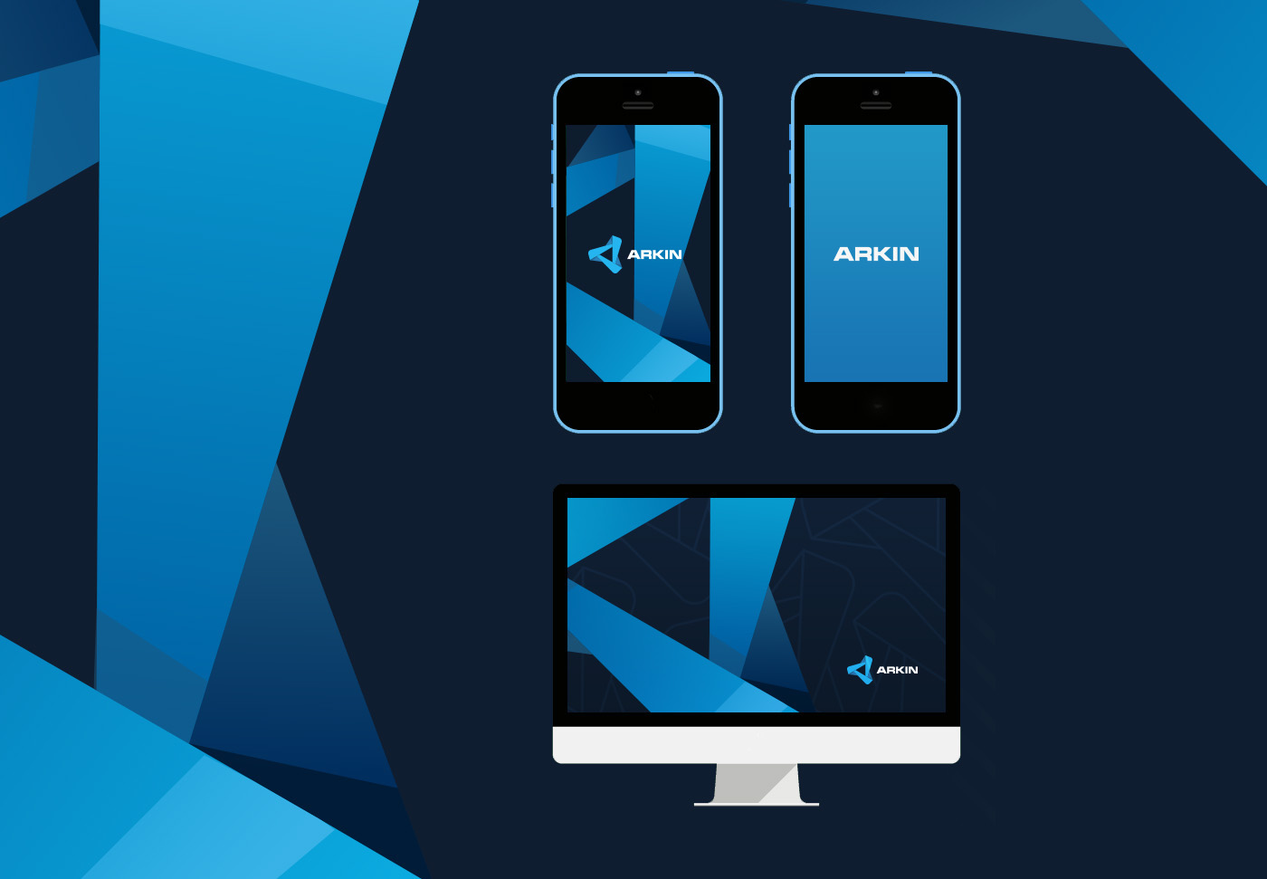 logo xalion arkin blue tri 3D simple complex brand identity business card Stationery usama awan