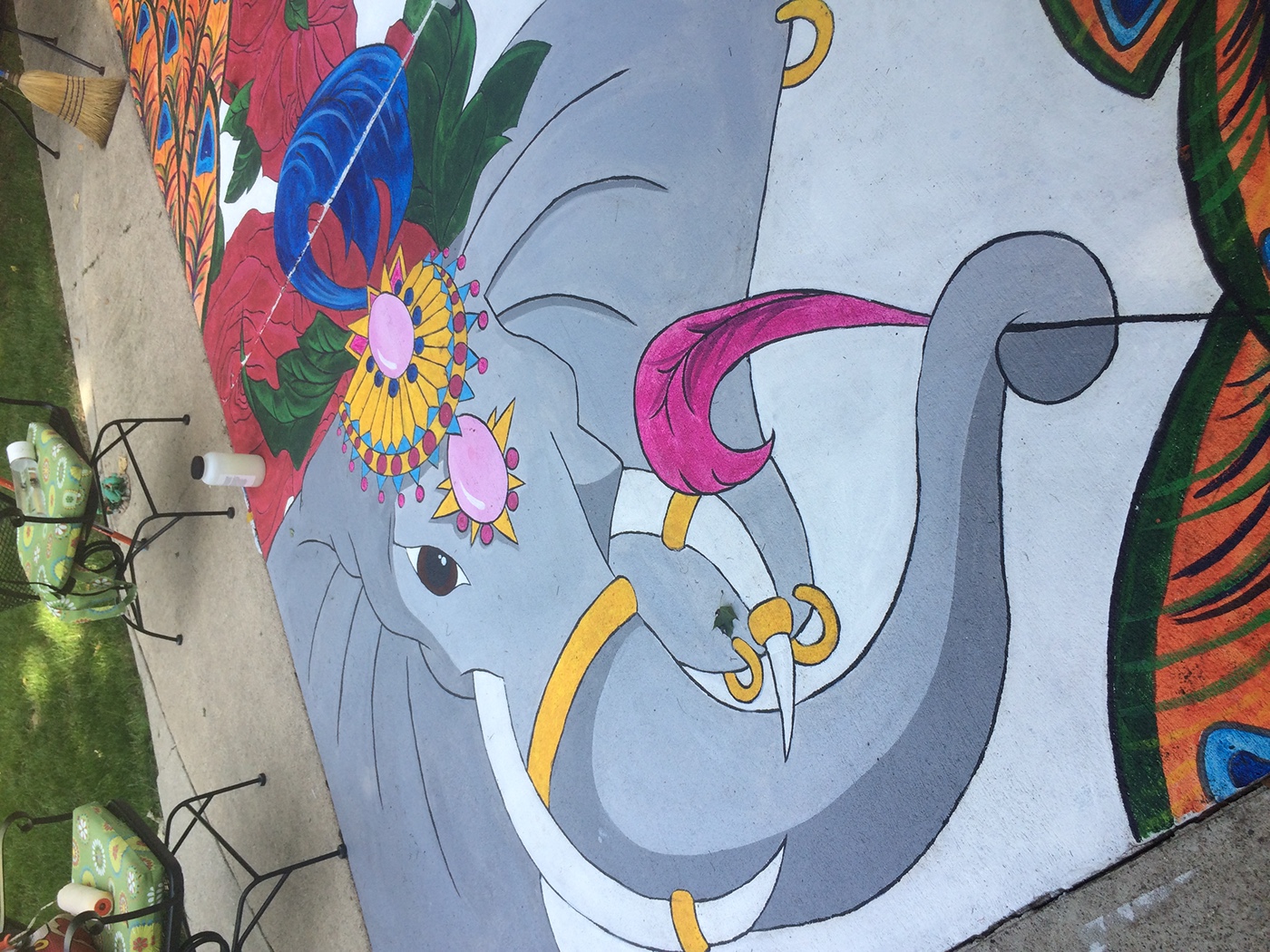 Mural ericka hampton art design peacock contract elephant Roses ILLUSTRATION 