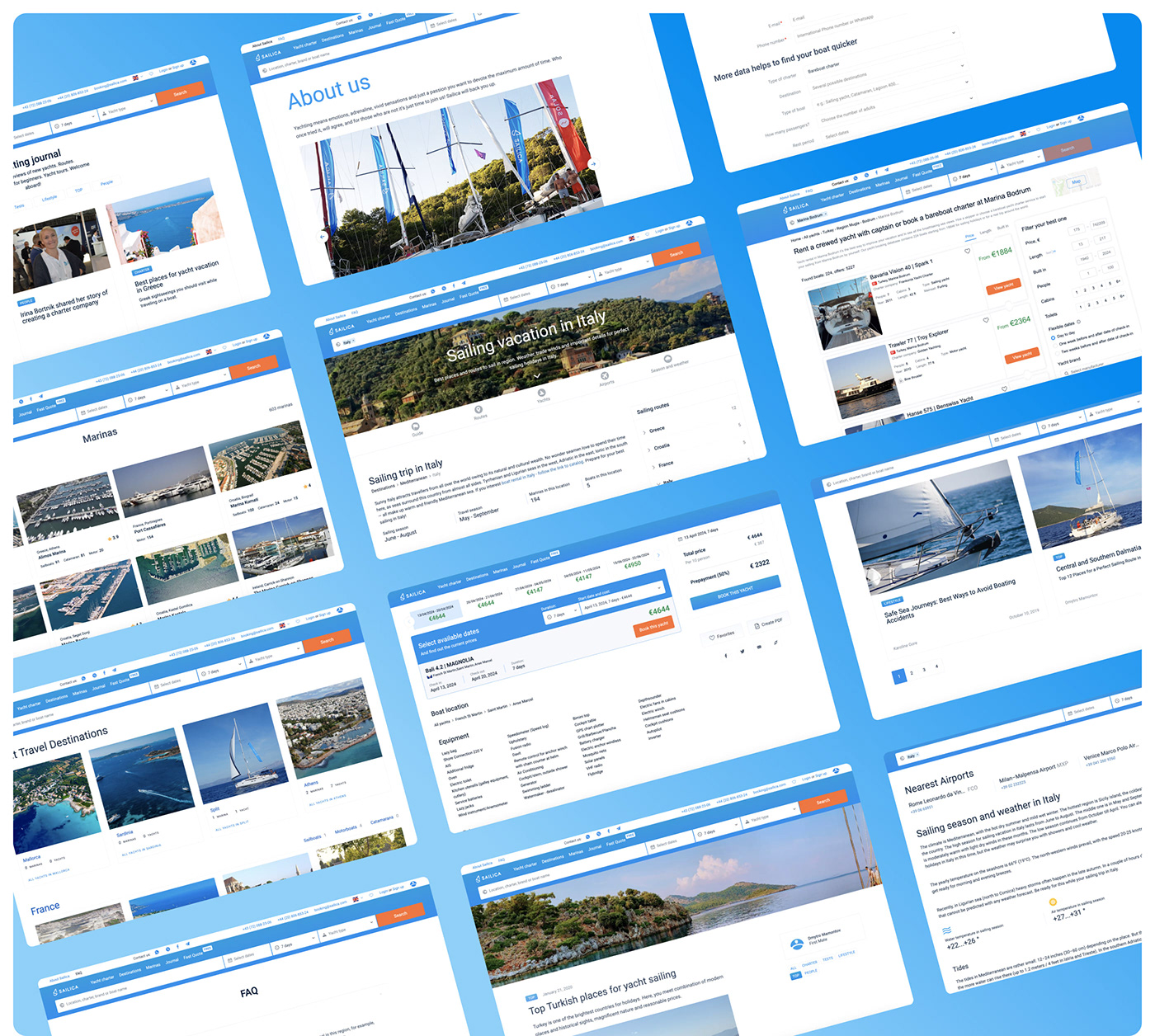 Booking rental Travel yacht booking booking website user experience user interface design charter Yachting UXUI design
