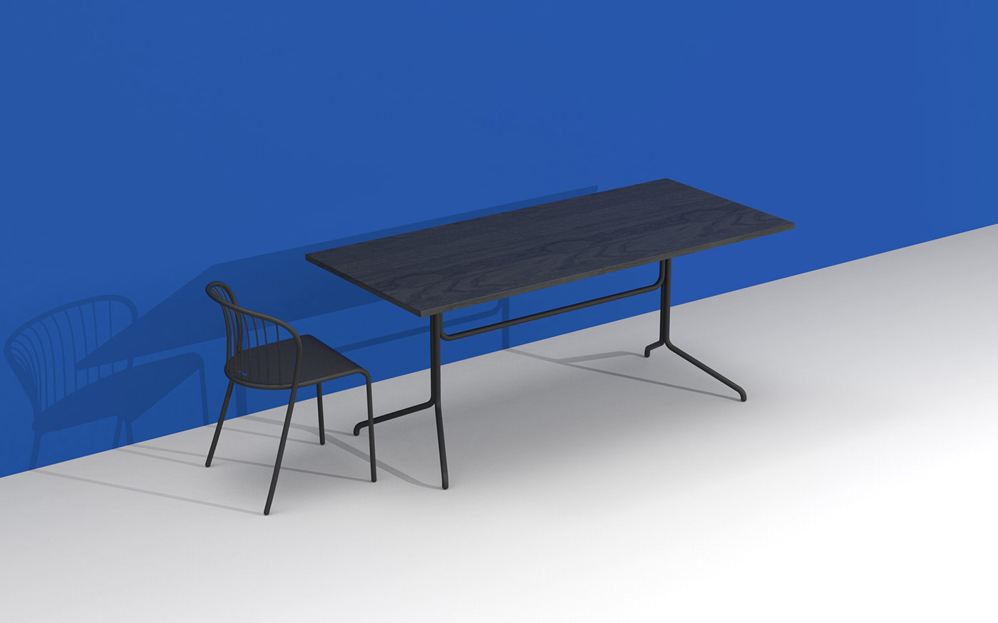 Outdoor furniture chair minimal design table wood Interior metal tube