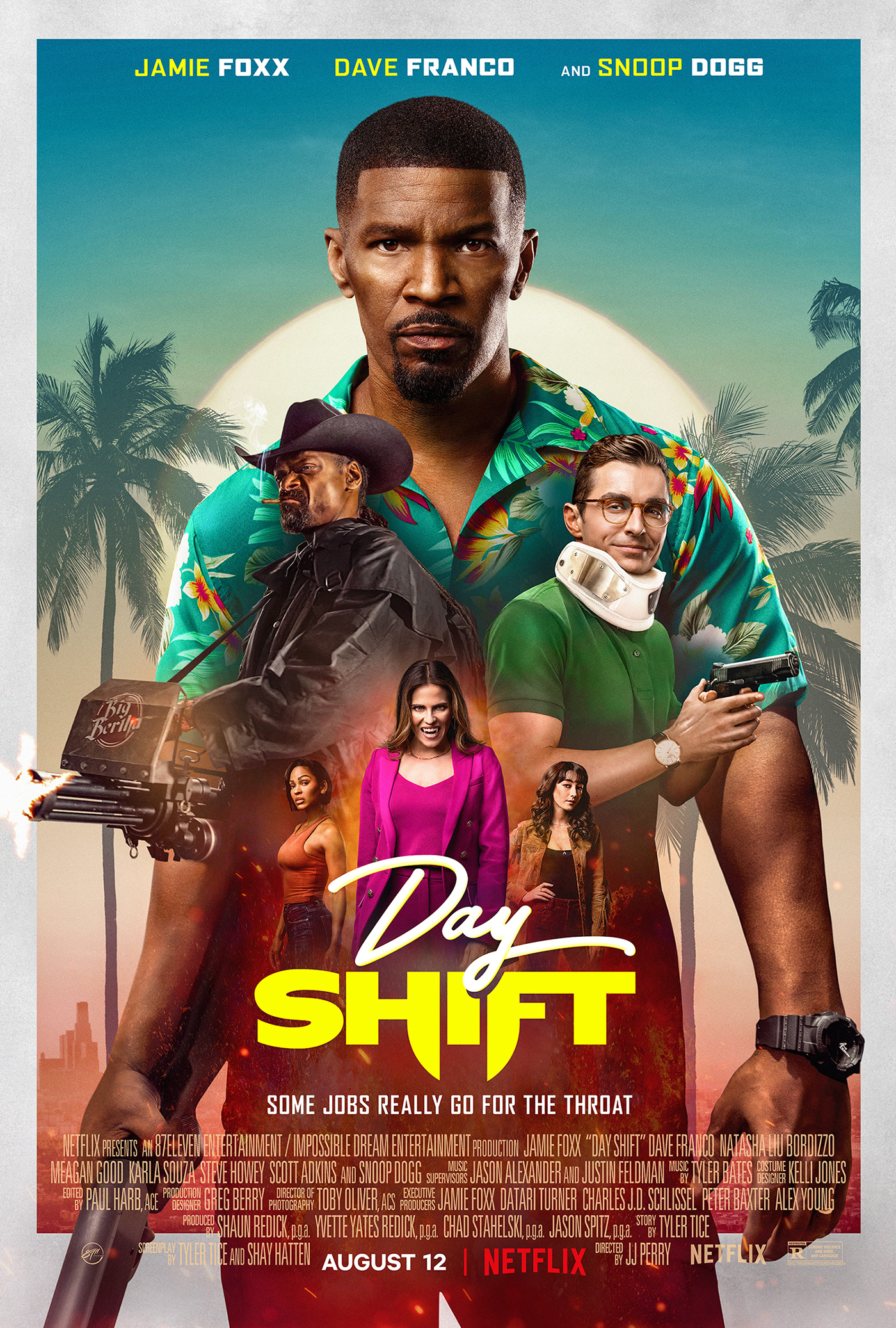 character poster dave franco Day Shift JAMIE FOXX key art movie poster Netflix payoff Snoop Dogg vampire