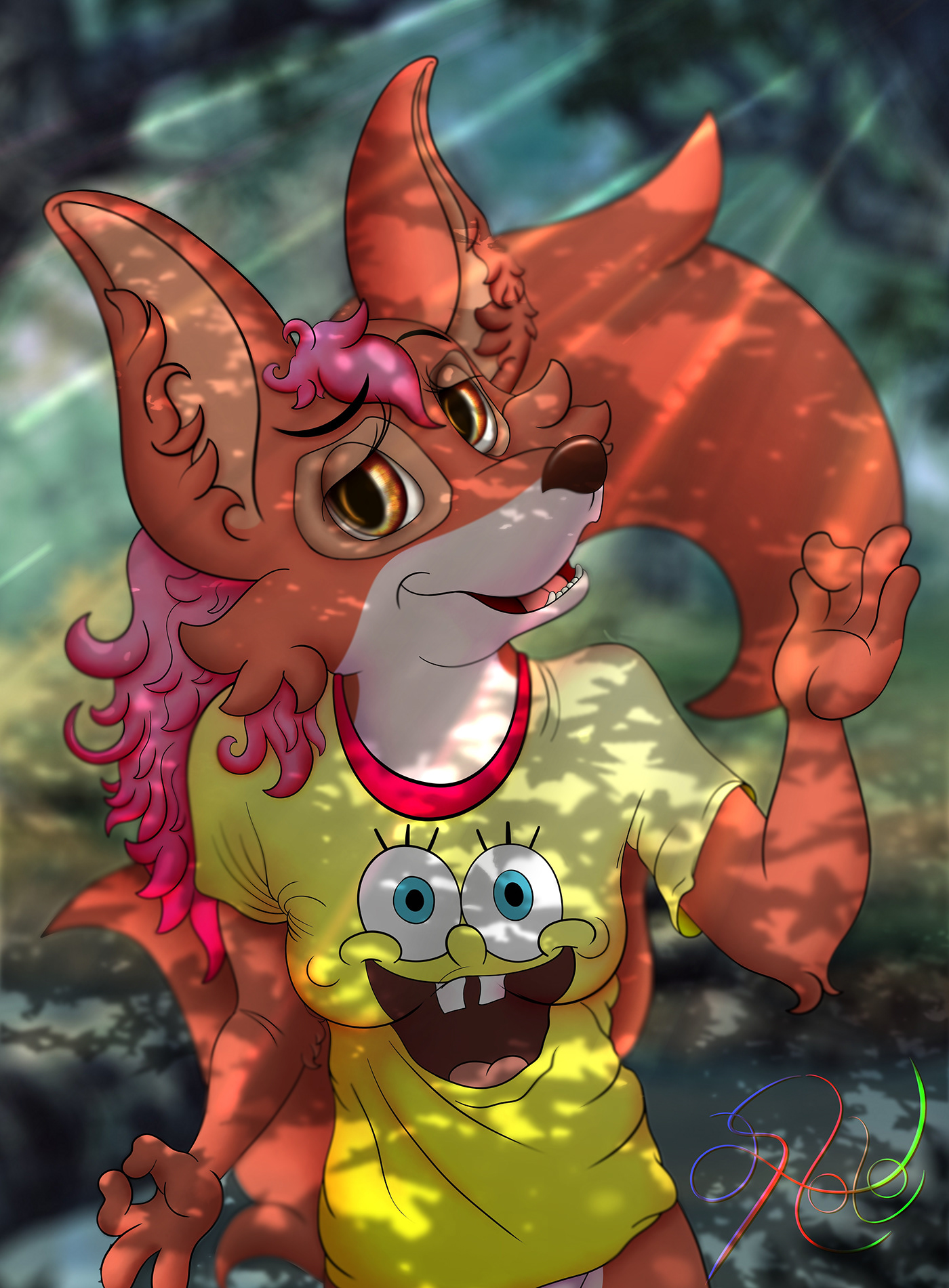 cartoon Character digital illustration FOX furry nickelodeon shirt design s...