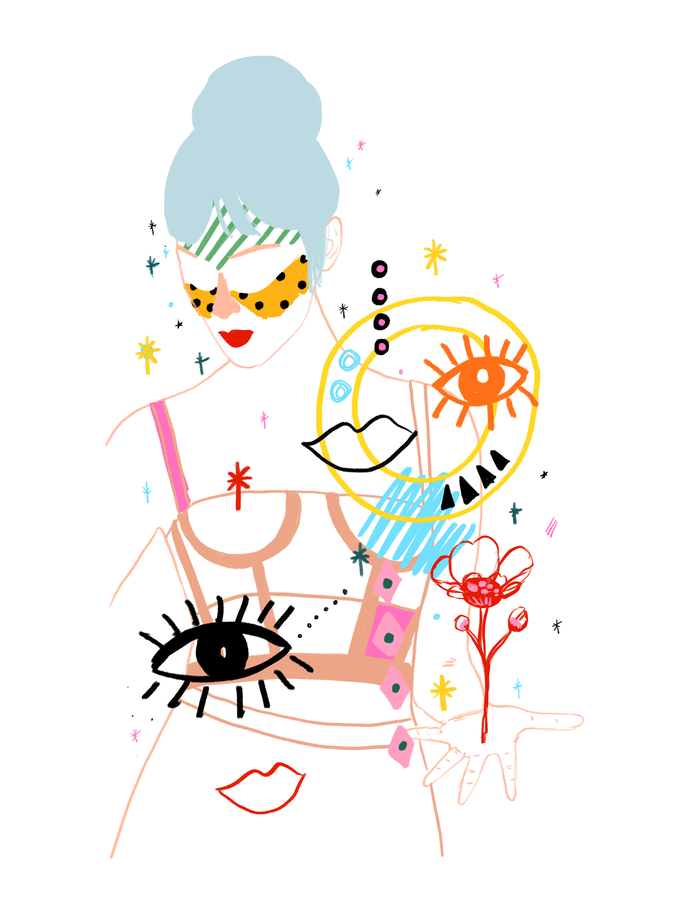 Illustration ilustración drawing dibujo iPad pro colors retrato portrait wip editorial lingerie
