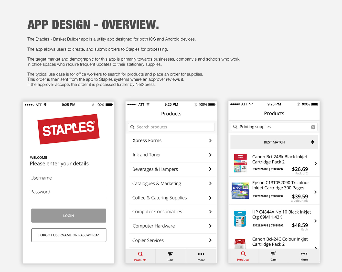 Staples stationary mobile ios android app design apple google Shopping