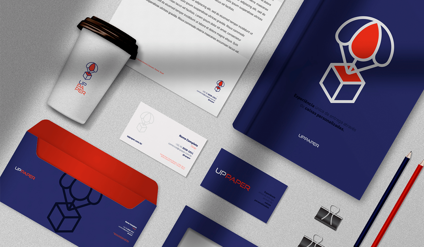 brand identity identidade visual cardboard red and blue logo design design grafico brasil BOLDZ parachute box